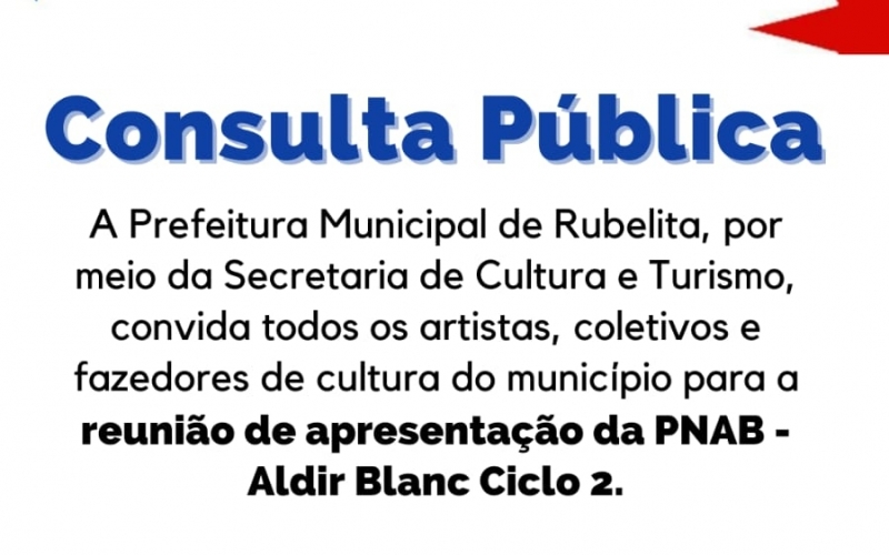 CONVITE À POPULAÇÃO – CONSULTA PÚBLICA DA PNAB (Aldir Blanc Ciclo 2)